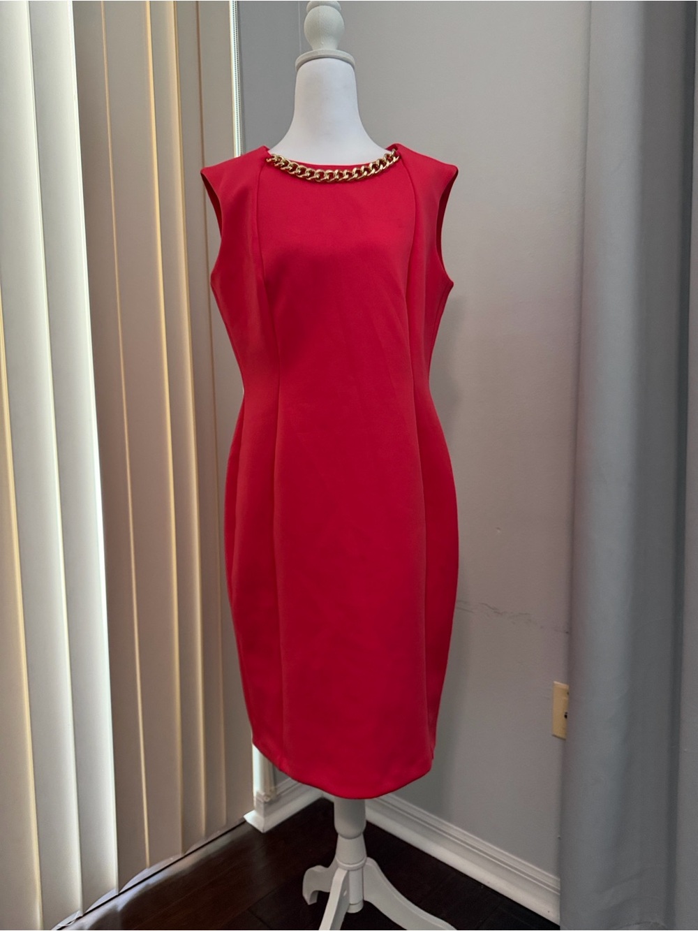 Calvin Klein Pink Sheath Dress with Gold Chain
